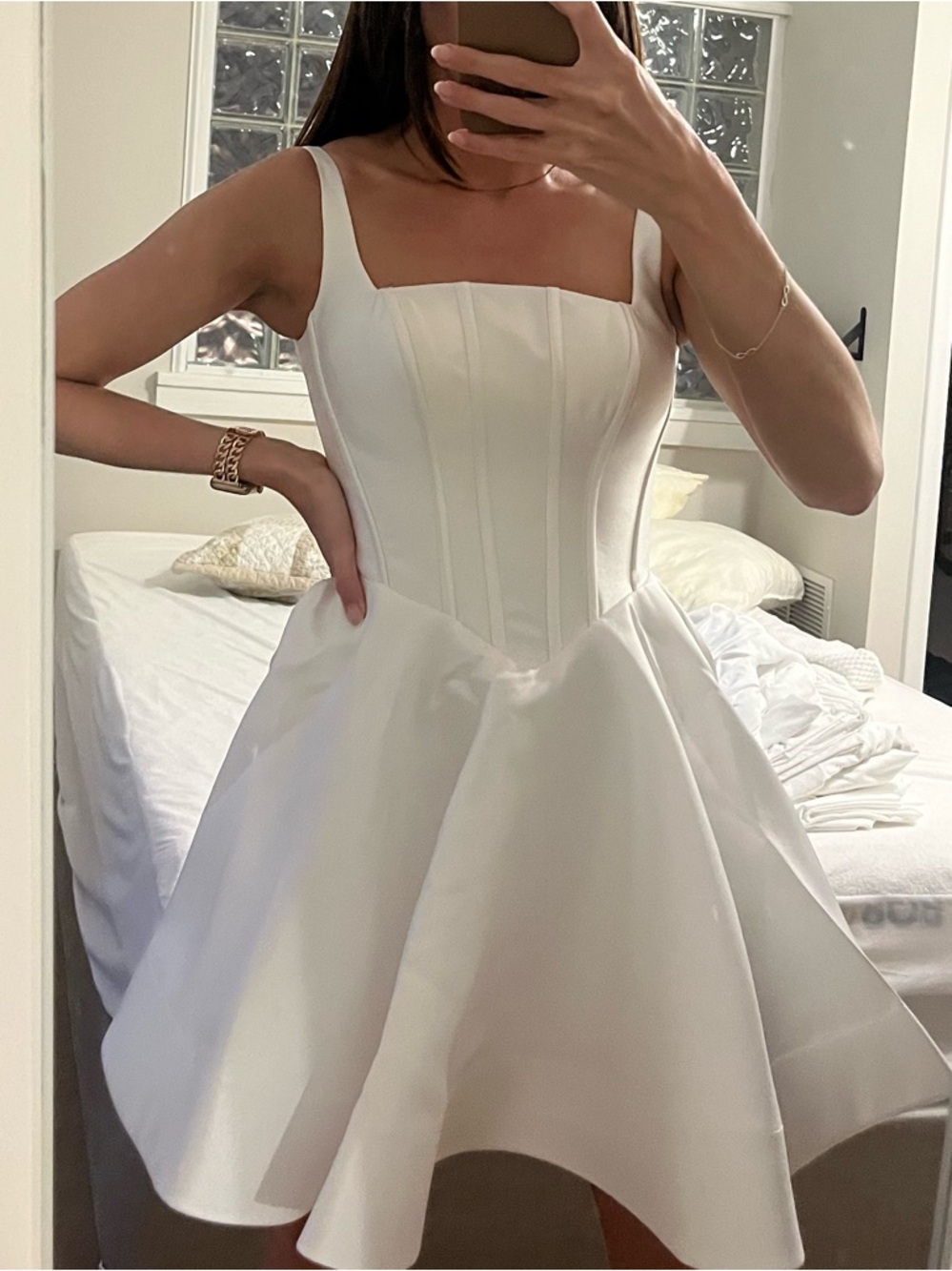 Elegant White Satin Dress